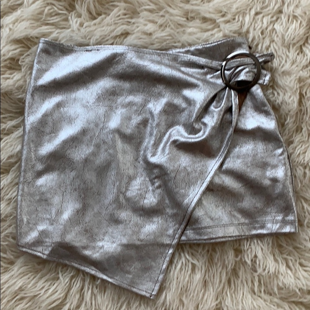 Zara Size 28 Mini Skirt Silver Metallic
